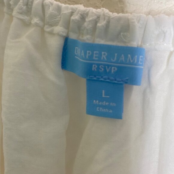 NEW Draper James‎ Maxi Dress Womens Size L White Eyelet Tiered Puff Sleeves - Picture 3 of 13